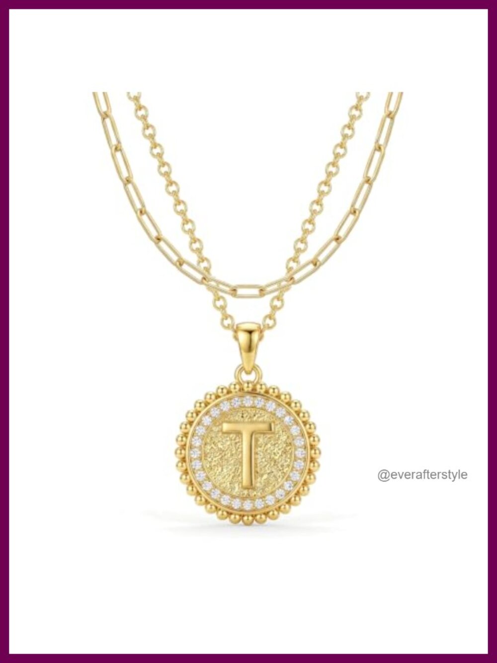 Layered Initial Paperclip Chain Necklace Hypoallergenic Gift for Mom Grandma